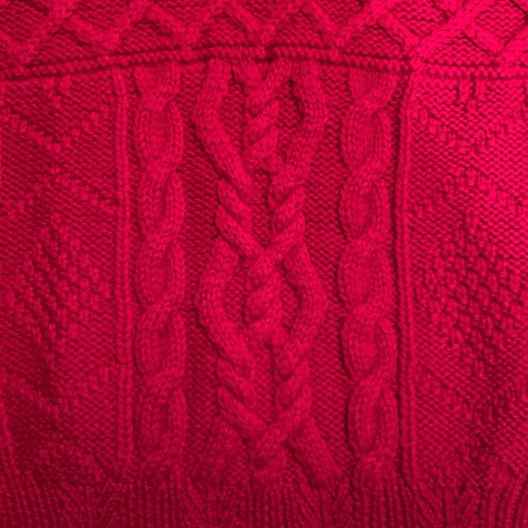 Ralph Lauren Vintage Deep Pink Mock-Neck Cable knit Women Heavy Sweater - Picture 7 of 13